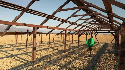 Authentic Candid Shot Middle Aged Man Green Hoodie Running Fast Away Throug.. 스톡 동영상 330856907