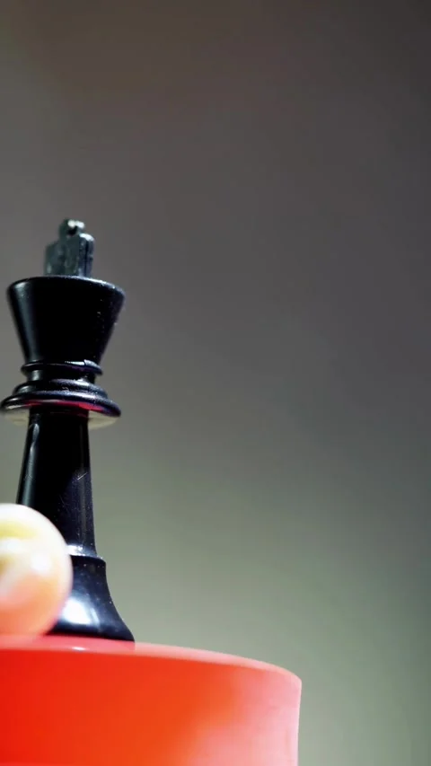 Authentic Chess King Pawn Black Piece Traditional Asian Video stock 331762958