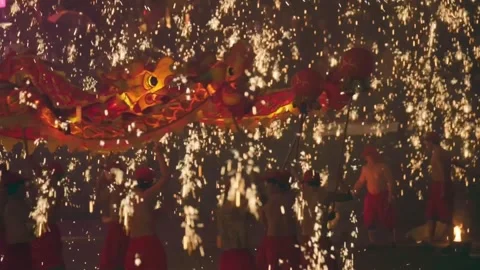 Authentic Chinese Iron Flower Dragon Ritual 4K Stockbeeldmateriaal 337828322