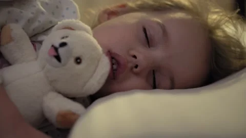 Authentic close up of cute caucasian little preschool toddler child girl 3-4 Stock Footage 150464086