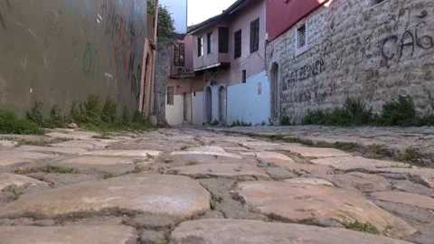 Authentic cobblestone paved backstreet in Antakya city 2 Stock Footage 156470409
