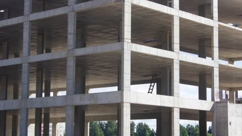 Authentic concrete structure, slab building. Reinforced construction,animation Stock Footage 337949976