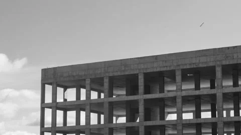 Authentic concrete structure, slab building. Reinforced ,black,animation Видео 337949977