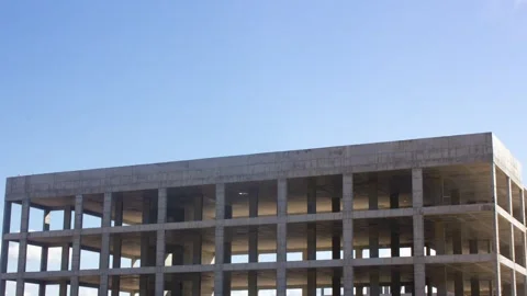 Authentic concrete structure, slab building. Reinforced construction,animation Stock Footage 337949978