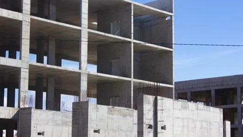 Authentic concrete structure, slab building. Reinforced construction,animation Stock Footage 337949979