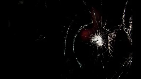 Authentic cracks on the black glass screen. Stripes, background, animation Stock-Footage 337005658