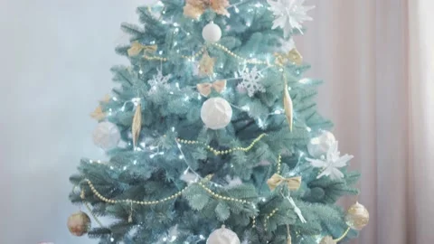 Authentic cute happy Joy chubby infant girl wearing santa hat and red dress Stock Footage 153435301
