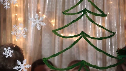 Authentic cute mom and two small preschool minor children siblings girl and boy Stock Footage 158160545