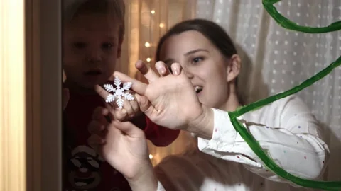 Authentic cute mom and two small preschool minor children siblings girl and boy Stock Footage 158257696