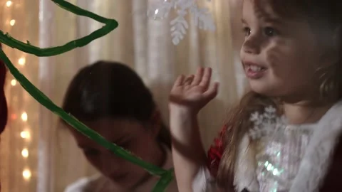 Authentic cute mom and two small preschool minor children siblings girl and boy Video stock 158333131