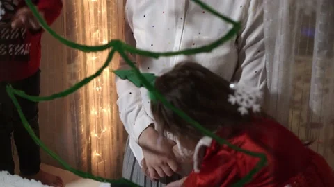 Authentic cute mom and two small preschool minor children siblings girl and boy Video stock 158645269