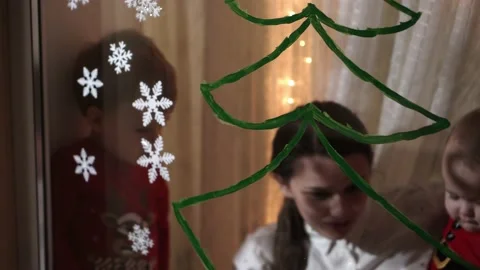 Authentic cute mom and two small preschool minor children siblings girl and boy Stock Footage 159040034