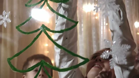 Authentic cute mom and two small preschool minor children siblings girl and boy Stock Footage 162349363