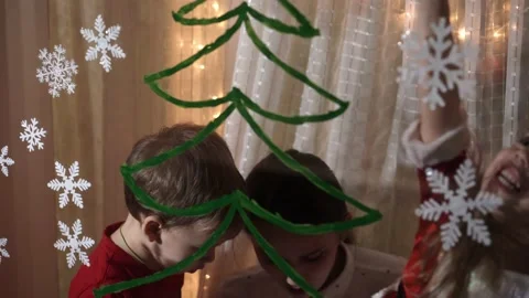 Authentic cute mom and two small preschool minor children siblings girl and boy Stock Footage 164526670