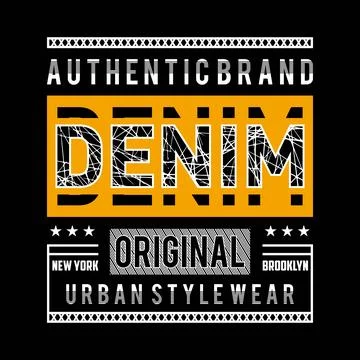 Authentic Denim Urban Typography Graphic Design 스톡 일러스트