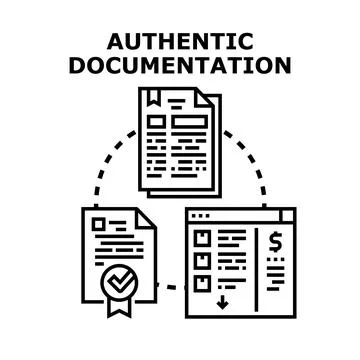 Authentic documentation process with digital verification and data exchange Stockillustratie