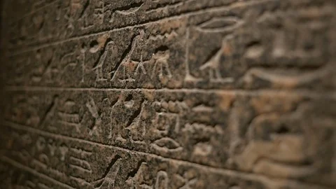Authentic Egyptian hieroglyphs writing in stone Stock Footage 86484848