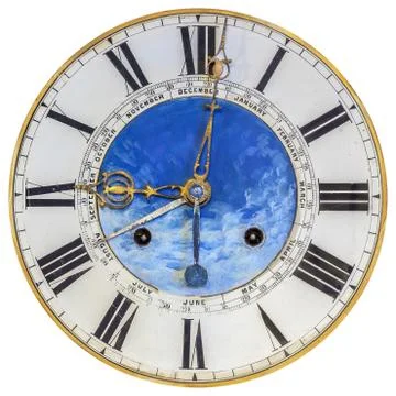 Authentic eighteenth century clock face with painted decoration Stock Photos