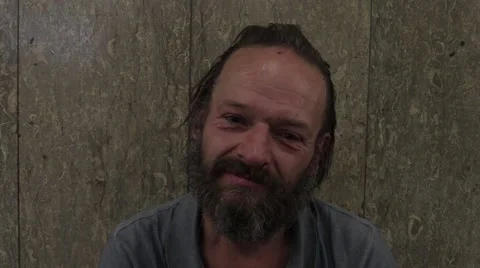 Authentic emotion young man face homeless in city begging Stock Footage 55911217