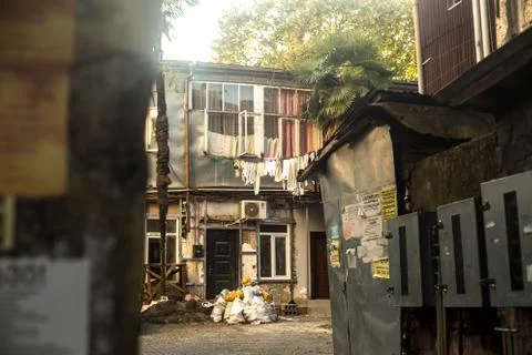 Authentic georgian courtyards Stock Photos