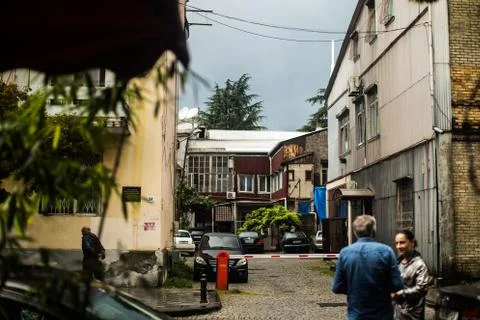 Authentic georgian courtyards Stock Photos
