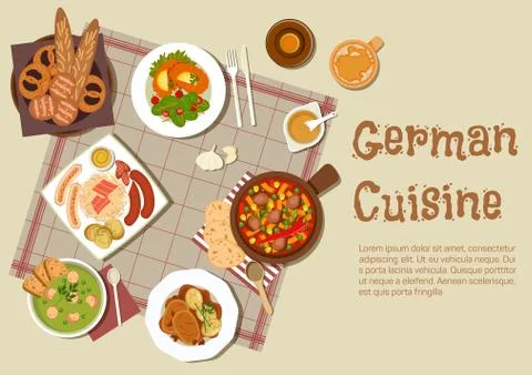 Authentic german meat dishes flat icon Stock Illustration