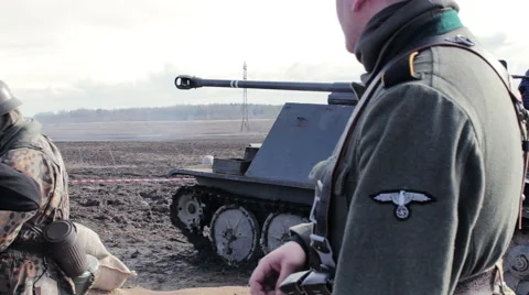 Authentic German Reich Soldier Protects Military Equipment Stock Footage 64355385