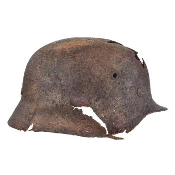 Authentic German Second World War helmet with bullet hole Фото