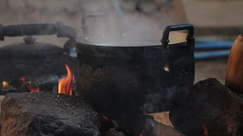 Authentic Hill Tribe Home Kitchen Cooking Traditional Thai Food Stock Footage 338365249