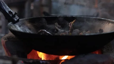 Authentic Hill Tribe Home Kitchen Cooking Traditional Thai Food Stock Footage 338365351