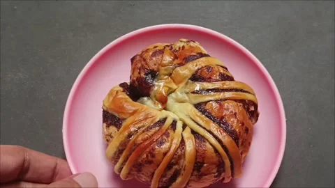 Authentic homemade sweet braided bread with chocolate filling Stock Footage 323579678