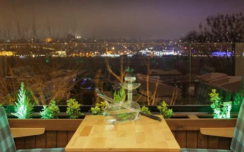 Authentic hookah on the table Stock Photos