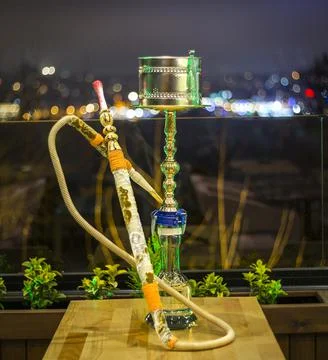 Authentic hookah on the table Stock Photos