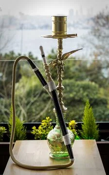 Authentic hookah on the table Stock Photos