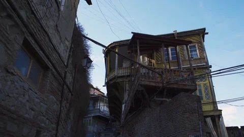 Authentic house in Old Tbilisi Stock Footage 123670945