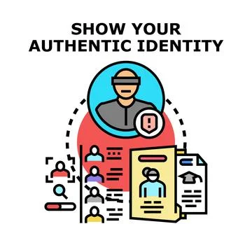 Authentic identity showing and personal data verification Stock Illustration