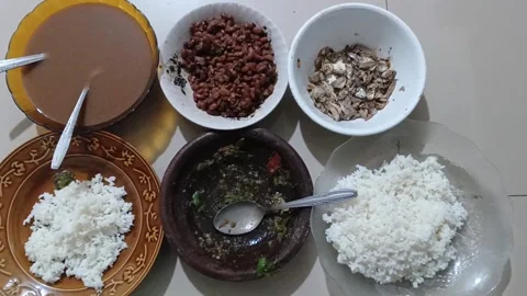 Authentic Indonesian food setup. Stock Footage 321933279