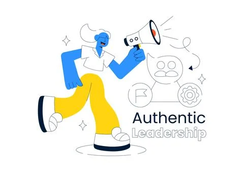 Authentic Leadership Vector Illustration Featuring Trust Building, Ethical .. Stock Illustration