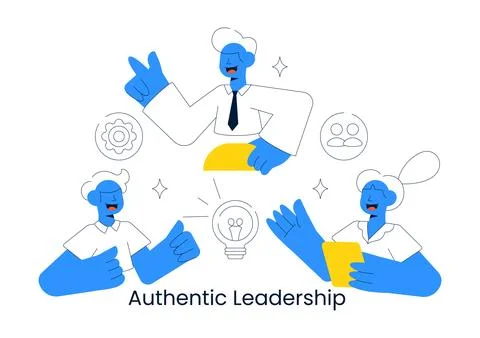 Authentic Leadership Vector Illustration Featuring Trust Building, Ethical .. Stock Illustration