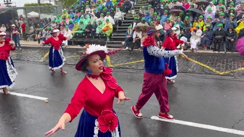 Authentic Madeira Flower Parade Experience With Ambient Sound (Part 45) Video stock 334871182