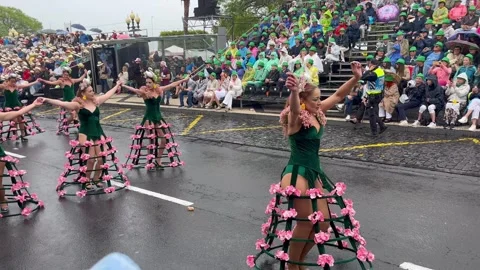 Authentic Madeira Flower Parade Experience With Ambient Sound (Part 46) Video stock 334871195