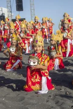 Authentic masked dance performance celebrates Indonesian traditions Stock Photos