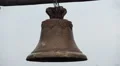 Authentic medieval church bell covered with rust, ancient symbol of eternity HD Footage