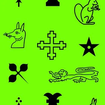 Authentic medieval heraldry elements seamless pattern Stock Illustration