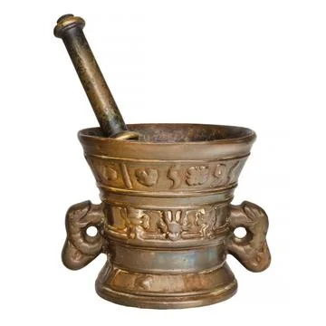 Authentic medieval rusted ancient mortar 写真素材