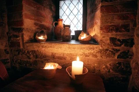 Authentic medieval tavern. interior Stock Photos