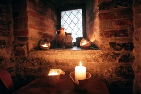 Authentic medieval tavern. interior Stock Photos