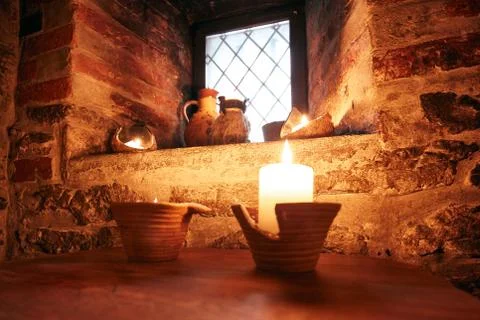 Authentic medieval tavern. interior Stock Photos