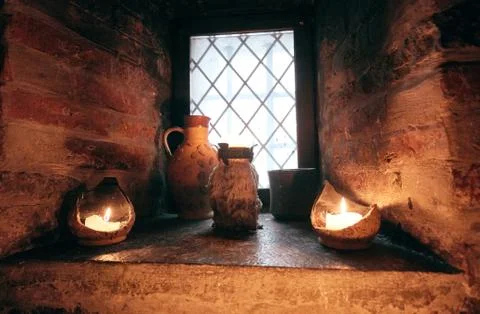 Authentic medieval tavern. interior Stock Photos