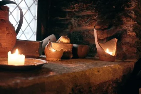 Authentic medieval tavern. interior Stock Photos